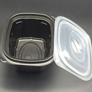 Black pastry container 16 oz with lid - Image 1